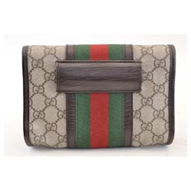 Gucci-GUCCI GG Canvas Sherry Line Web Waist Bag Bum Bag Brown Auth am1103S-Brown