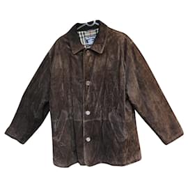 Burberry-Taglia giacca Burberry in suede 54-Marrone scuro