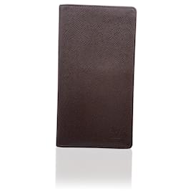 Louis Vuitton-Brown Taiga Leather Porte Chequier Checkbook Wallet-Brown
