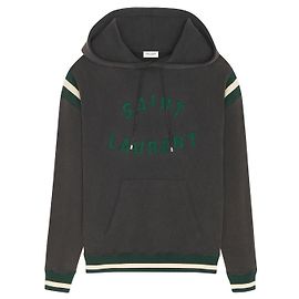 Saint Laurent Moletom com logo de algodão com patch Preto