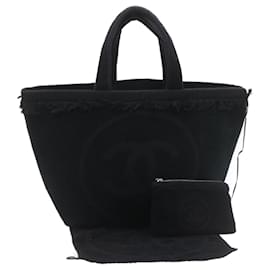 Chanel-CHANEL Tote Bag pile Black CC Auth am408BA-Black