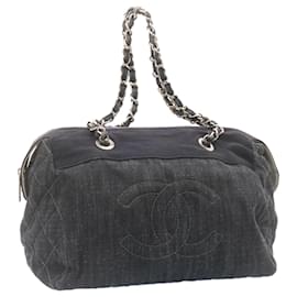Chanel-CHANEL Denim Matelasse Chain Shoulder Bag Navy CC Auth am1468ga-Navy blue