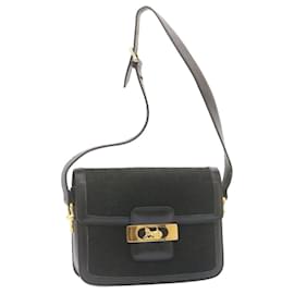 Céline-CELINE C Macadam Carruaje de caballos Bolso de hombro Lona Oro negro Auth am1471sol-Negro,Dorado