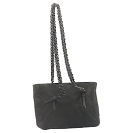 Prada-PRADA ChainShoulder Shoulder Bag Nylon Black Auth am1485g-Black
