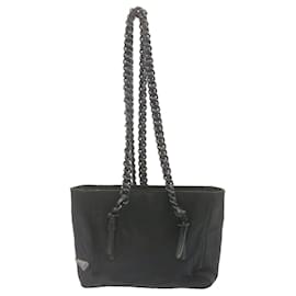 Prada-PRADA ChainShoulder Shoulder Bag Nylon Black Auth am1485g-Black