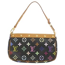 Louis Vuitton-LOUIS VUITTON Monogramm Mehrfarbige Pochette Accessoires Tasche Schwarz M.92648 bin298b-Schwarz