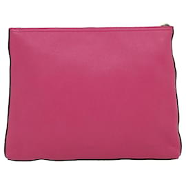 Gucci-GUCCI Web Sherry Line Soho Clutch Leder Pink Auth am481b-Pink