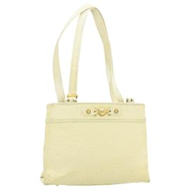 Gianni Versace-Gianni Versace Sun face Shoulder Bag Leather White Auth am051g-White