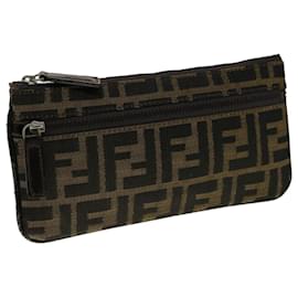 Fendi-FENDI Zucca Canvas Pouch Brown Auth ki2134-Marron