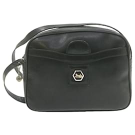 Céline-CELINE Horse Carriage Macadam Sac à Bandoulière Cuir Noir Auth am1005g-Noir