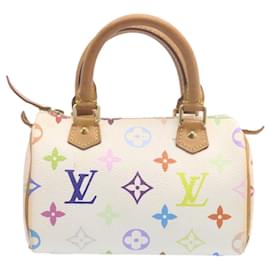 Louis Vuitton-LOUIS VUITTON Mini borsa a mano Speedy multicolore con monogramma Bianco M92645 Aut1013g-Bianco