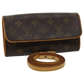 Louis Vuitton-LOUIS VUITTON Monogram Pochette Twin PM Shoulder Bag M51854 LV Auth 31167-Monogram