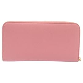 Prada-PRADA Saffiano Leather Around Zip Long Wallet Pink Auth am1387g-Pink