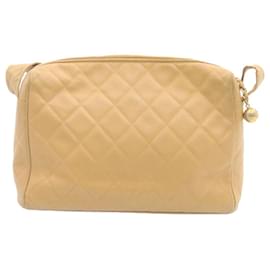 Chanel-CHANEL Matelasse Chain Shoulder Bag Caviar Skin Gold White CC Auth am1443ga-Beige,Golden