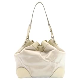 Chanel-CHANEL Shoulder Bag Nylon Leather Silver CC Auth am1442ga-Silvery