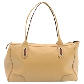 Gucci-GUCCI Princy Line Tote Bag Leather Beige Auth am1445g-Beige