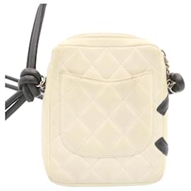 Chanel-CHANEL Cambon Line Shoulder Bag Leather White Black CC Auth am1647ga-Black,White