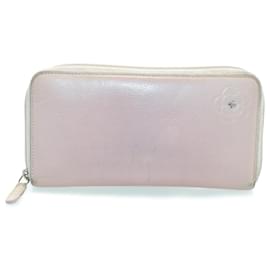 Chanel-CHANEL Long Wallet Leather Pink CC Auth am2984S-Pink