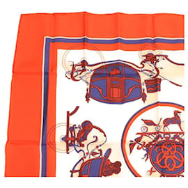 Hermès-HERMES Scarf Silk Red Blue Auth am705S-Red,Blue