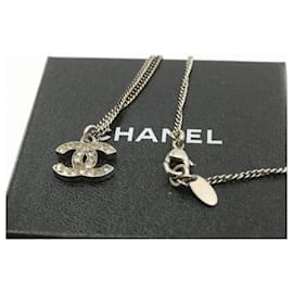 Chanel-CHANEL Colgante Collar COCO Marca Plata CC Auth am163segundo-Plata