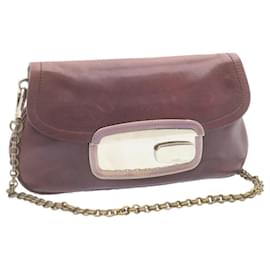 Prada-PRADA Chain Shoulder Bag Leather Purple Auth am1163g-Purple