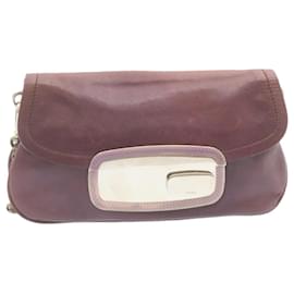 Prada-PRADA Chain Shoulder Bag Leather Purple Auth am1163g-Purple