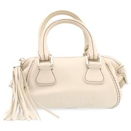 Chanel-CHANEL Fringe Hand Bag White CC Auth am1238g-White