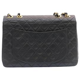 Chanel-CHANEL Big Matelasse Flap Chain Shoulder Bag Lamb Skin Black Gold Auth am1276ga-Black,Golden