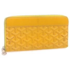 Goyard-GOYARD Matignon Zip GM Long Wallet PVC Leather Yellow Auth am1278g-Yellow