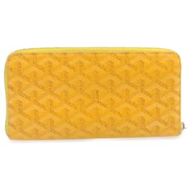 Goyard-GOYARD Matignon Zip GM Long Wallet PVC Leather Yellow Auth am1278g-Yellow