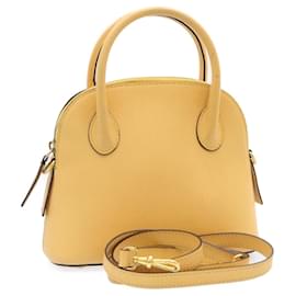 Céline-Celine 2Way Hand Bag Borsa a spalla Caviar Skin Yellow Auth am1494S-Giallo
