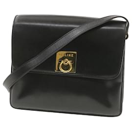 Céline-CELINE Shoulder Bag Leather Black Auth am1580S-Black