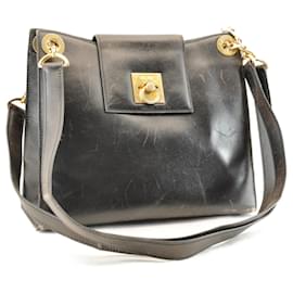 Céline-CELINE Shoulder Bag Leather Black Auth am1847S-Black