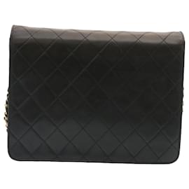 Chanel-CHANEL Matelasse Chain Flap Shoulder Bag Lamb Skin Black Gold CC Auth am1708ga-Black,Golden