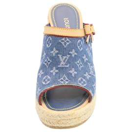 Louis Vuitton-LOUIS VUITTON Monogram Denim Sandals Blue LV Auth am1740g-Blue