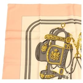 Hermès-HERMES CARRE 90 Scarf ""Eperon d'or"" Silk Pink Auth am1846g-Pink