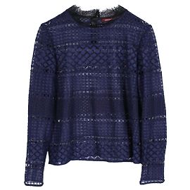 Comptoir Des Cotonniers Garian CDC Spitzenbluse Schwarz Blau Marineblau Dunkelblau