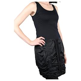 Paule Ka-Gathered dual-material dress-Black