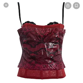 Dolce & Gabbana-Bustier in pitone-Rosso