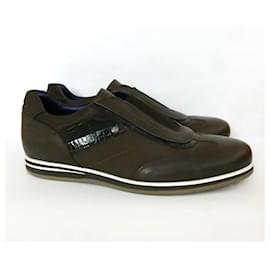 Zilli-Zilli Brown Leather & Nylon Sneakers-Brown