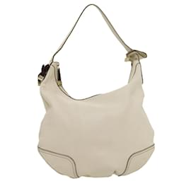 Gucci-GUCCI Shoulder Bag Leather White Auth am2557g-White