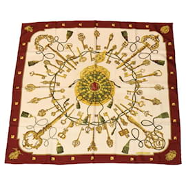 Hermès-HERMES CARRE 90 Scarf Silk Red Auth am2546g-Red