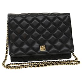 Givenchy-GIVENCHY Chain Shoulder Bag Leather Black Gold Tone Auth am2537g-Black,Other