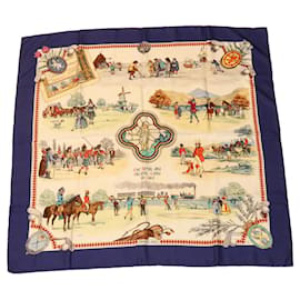 Hermès-HERMES CARRE 90 Scarf ""The ROYAL ANS ANCIENT GAME Of GOLF"" Silk Blue am2543g-Blue