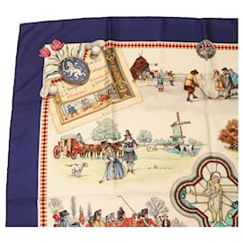 Hermès-HERMES CARRE 90 Scarf ""The ROYAL ANS ANCIENT GAME Of GOLF"" Silk Blue am2543g-Blue