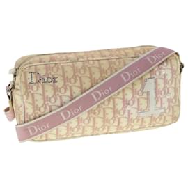 Christian Dior-Christian Dior Trotter Canvas Shoulder Bag Pink Auth ar7385-Pink
