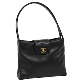 Chanel-CHANEL Matelasse Shoulder Bag Lamb Skin Black CC Auth am2485ga-Black