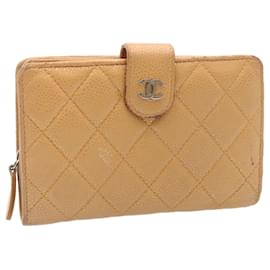 Chanel-CHANEL Caviar Skin Matelasse Wallet Leather Bronze CC Auth am2104g-Bronze