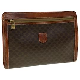 Céline-CELINE Macadam Canvas Clutch Bag PVC Leather Brown Auth ki2152-Brown