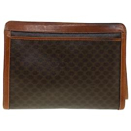Céline-CELINE Macadam Canvas Clutch Bag PVC Leather Brown Auth ki2152-Brown